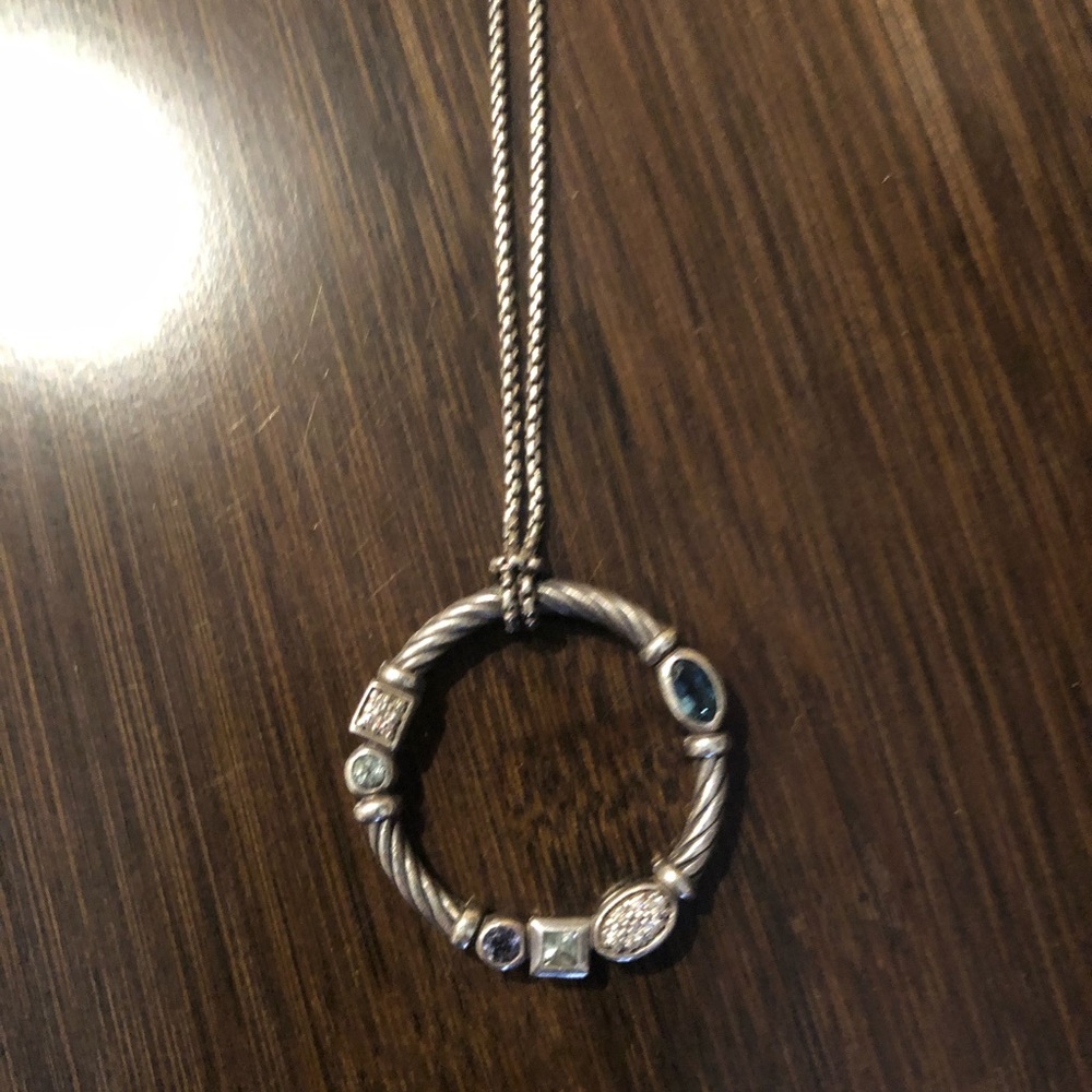 David Yurman Blue Topaz Circle Necklace